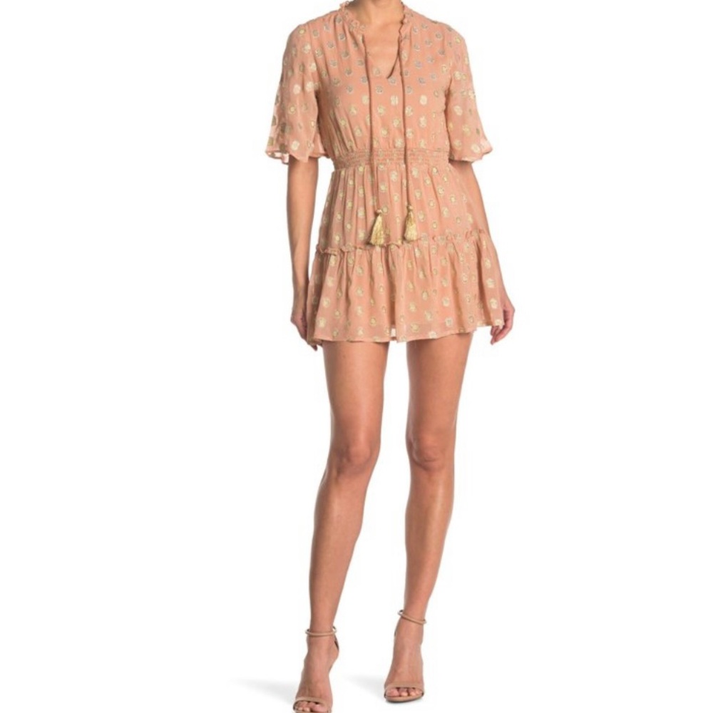 Revolve Raga metallic dot tassel tie front Dress